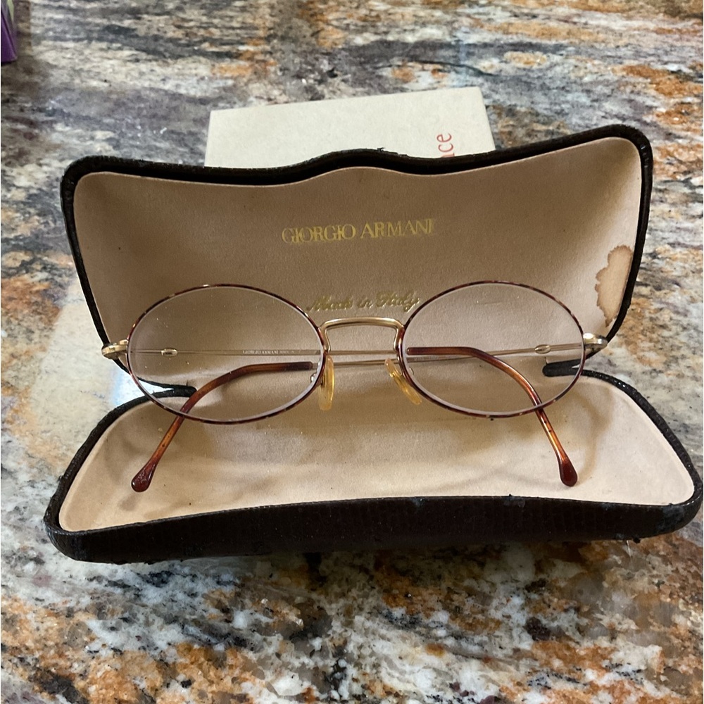 Vintage wire rim Georgio Armani glasses with case